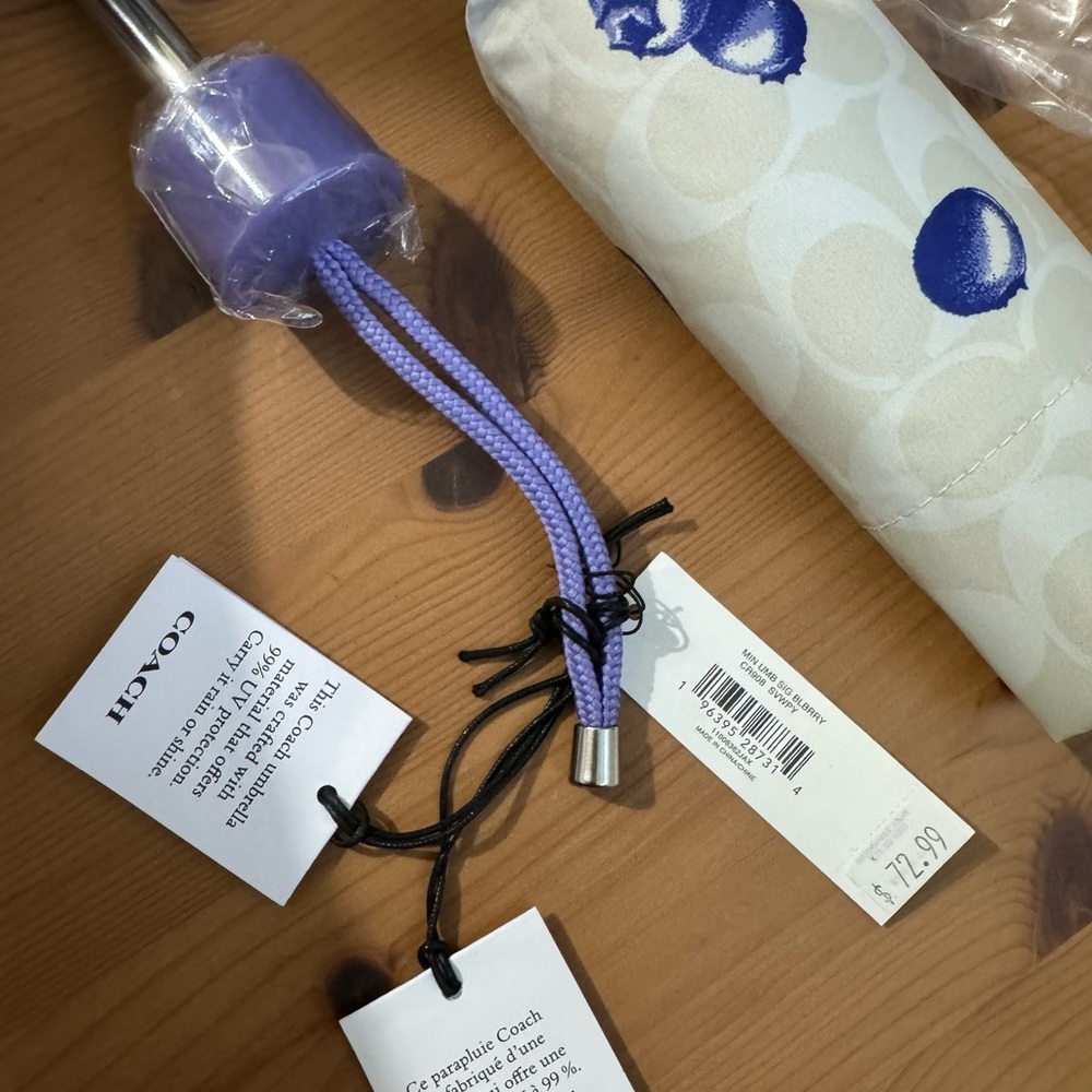 🫐Coach Mini Umbrella In Signature Blueberry Print UV Protection - Picture 9 of 9